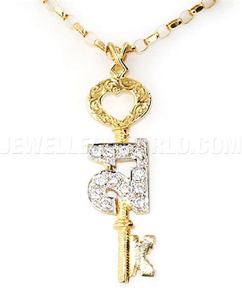 Cz And 9ct Gold 21st Birthday Key Pendant Uk Jewellery