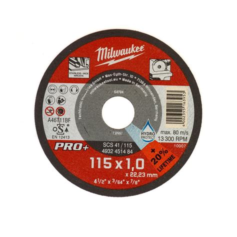 Tarcza do cięcia metalu fi 115x1 5 mm PRO MILWAUKEE nr kat