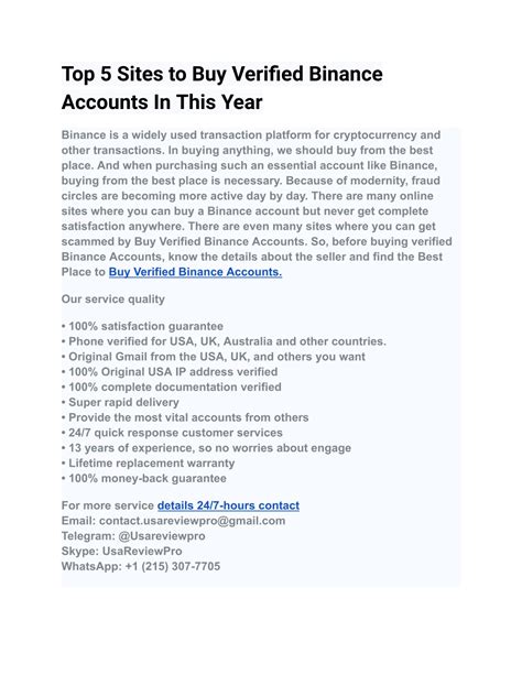 PPT Top 5 Sites To Buy Verified Binance Accounts In This Year