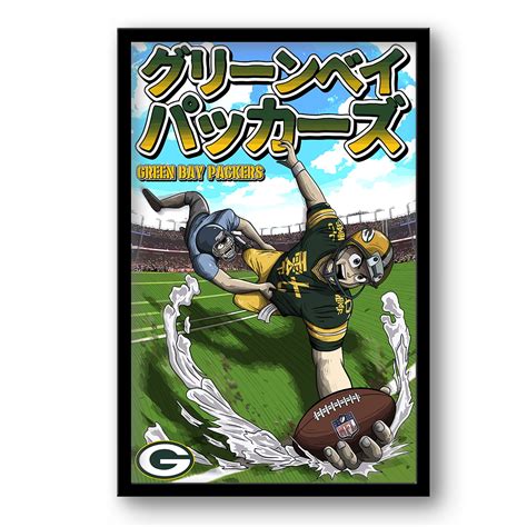 Green Bay Packers 14" x 20" Framed Anime Art Print - Walmart.com