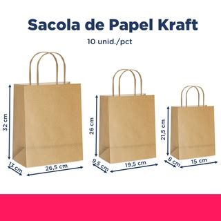 Sacola Papel Kraft Tamanhos P M G Unidades Shopee Brasil