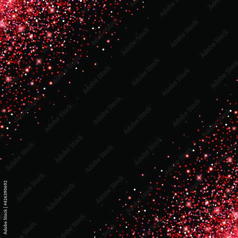 Red glitter sparks. Shiny confetti and glitter sparkling texture with glowing lights. Vector ...