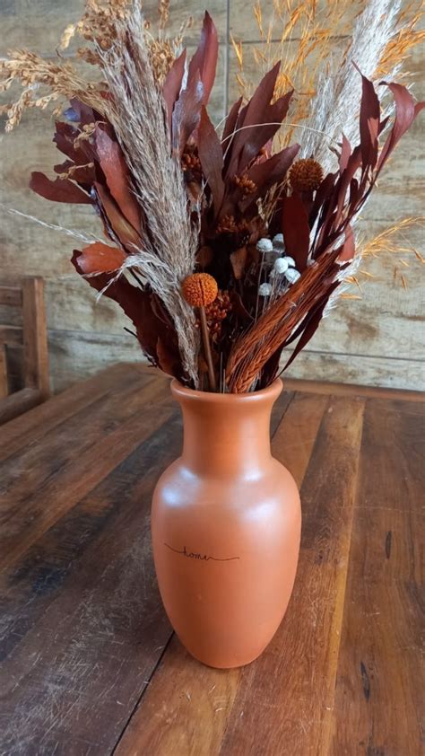 Arranjo Buquê Flores Secas Capim Dos Pampas Vaso Decor Parcelamento