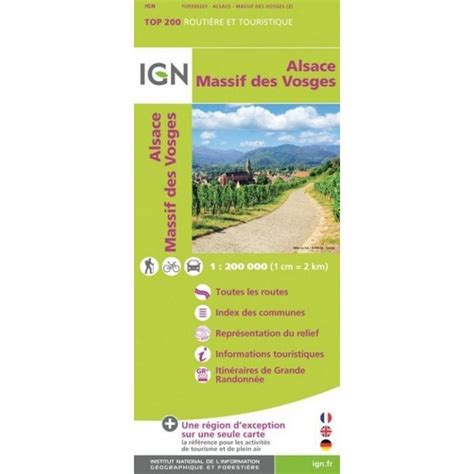 Alsace Massif Des Vosges Ign 200k Tourist Map 201