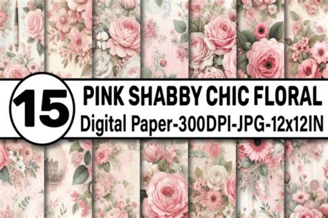 Pink Shabby Chic Floral Digital Papers Graphic By Elksartstudio