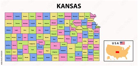 Kansas Map. District map of Kansas in 2020. District map of Kansas in ...