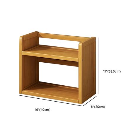 Natural Wood Bookcase With Open Back Shelf Design Non Foldable Short Height 16 L X 8 W X 15