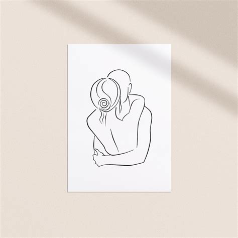 Paar Linie Kunst küssen paar Druck minimalistische Liebe Etsy