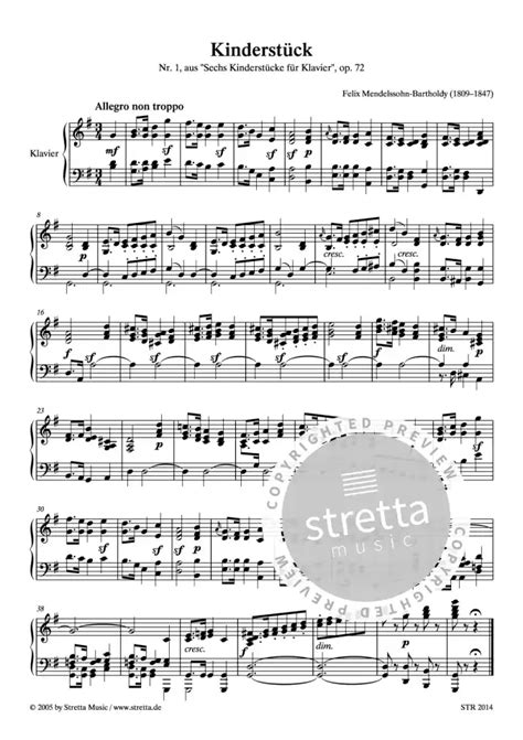 Kinderst Ck G Dur Von Felix Mendelssohn Bartholdy Im Stretta Noten