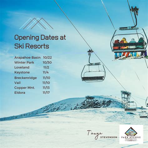 Opening Dates at Ski Resorts | Park Avenue Properties