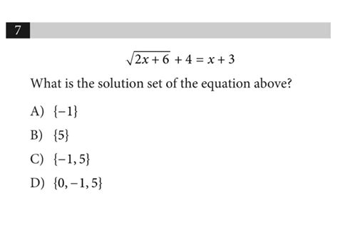 Solved 7 What is the solution set of the equation above? A) | Chegg.com