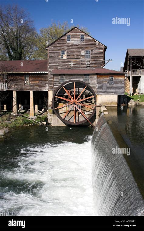 The Waterfall And Old Mill At Pigeon Forge Tennessee Usa Stock Photo