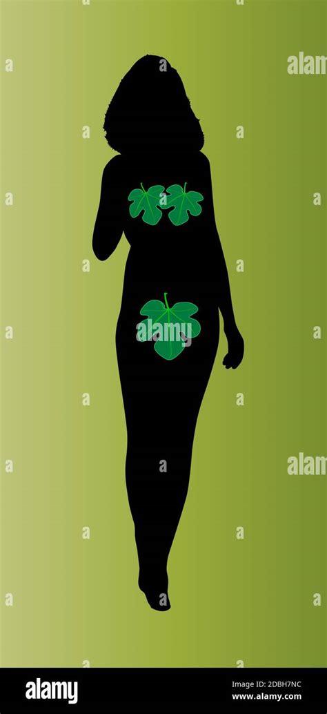 Silhouette Of A Girl Wearing Fig Leaf Clothing As With Adam And Eve