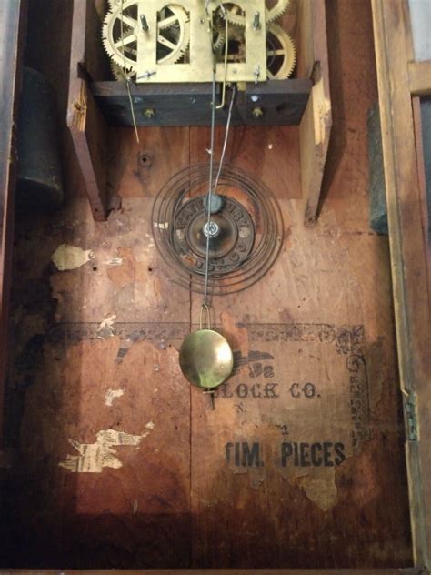 Antique Waterbury Weight Driven Pendulum Wind Up Wall Clock With Chime