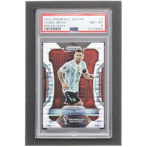 Lionel Messi 2022 Panini Prizm World Cup Prizms Breakaway 7 PSA 8