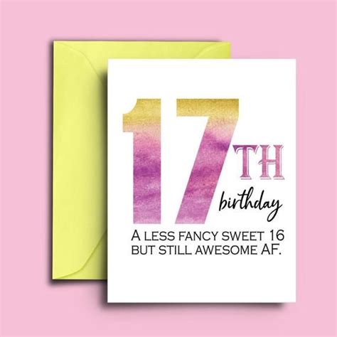 17th Birthday Card for Teenagers Sweet 17 Birthday Card for Daughter ...