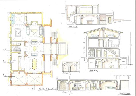 Piante Sezioni Con Sistemazioni Interne Prospetto Disegno 04 Studio