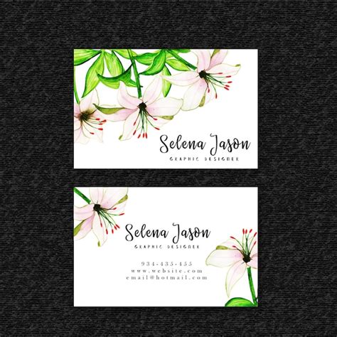 Premium Vector | Watercolor floral visiting card template