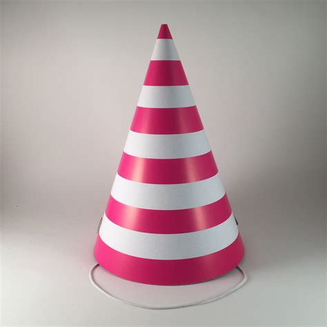 12 Party Hats Pink Stripes Set Of 12 Paper Cone Hat Stripe Pattern