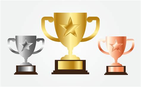 Gold Silver And Bronze Trophy Vector Illustration Bundle Set 10348177