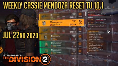 The Division Weekly Cassie Mendoza Reset Tu Level July