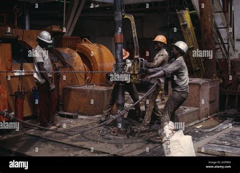 Nigeria West Africa Rivers State Industry Workers On Oil Rig Drilling