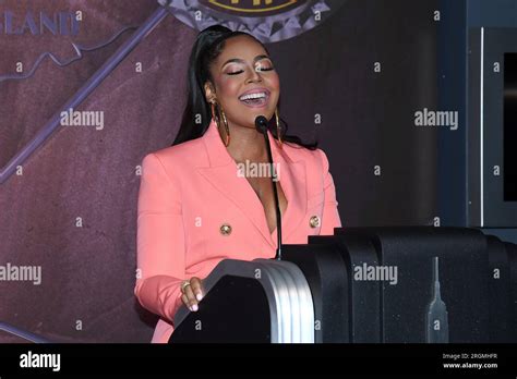 New York, USA. 10th Aug, 2023. Ashanti attends the lighting ceremony of ...