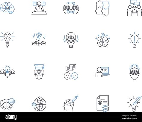 Cognitive Style Line Icons Collection Perception Learning Processing