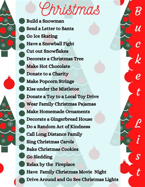 Free Printable Christmas Bucket List For Festive Holiday Fun