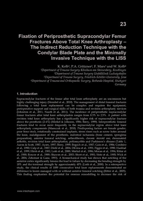 Pdf Fixation Of Periprosthetic Supracondylar Femur The · Table 1 Risk Factors For