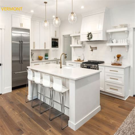 Vermont Modern House White Shaker Solid Wood Classic Kitchen Customized