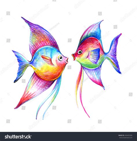 Color Beautiful Fish Illustration Hand Drawing Stock Illustration ...