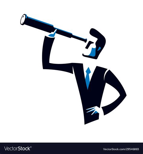 Businessman Looking For Opportunities In Spyglass Vector Image