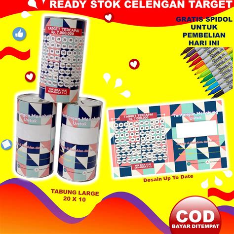 Jual CELENGAN TARGET FREE SPIDOL TABUNGAN CHALLENGE MODEL A 2 CELENGAN