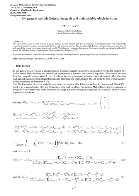 Pdf On General Multiple Eulerian Integrals And Multivariable Aleph