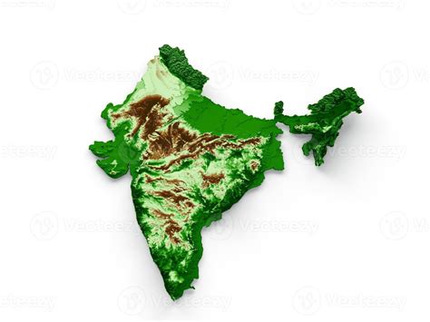 India Topographic Map 3d realistic map Color 3d illustration 13680505 ...