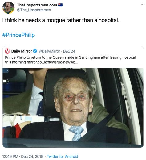 I Think He Needs A Morgue Rather Than A Hospital Prince Philip Leaving Hospital Know Your Meme