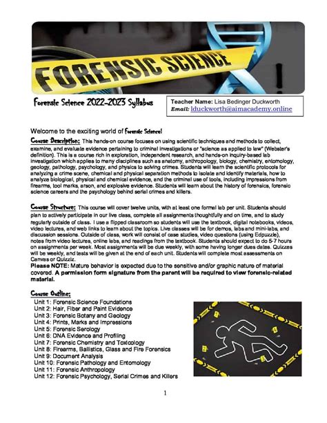 Forensic Science Aim Academy Online