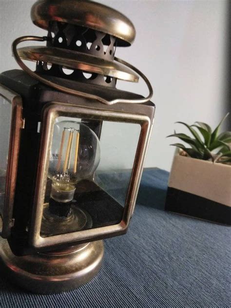 Vintage Brass Lantern Table Lamp