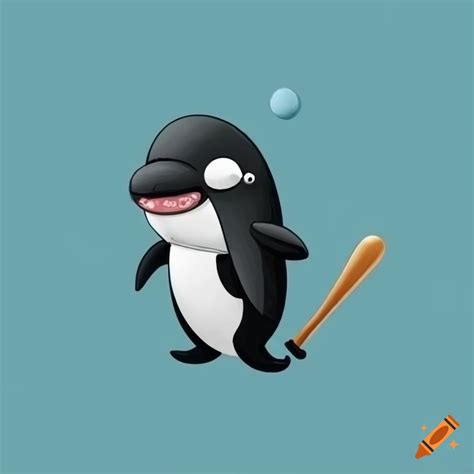 Cute Illustration Of Orca Holding A Baseball Bat On Craiyon