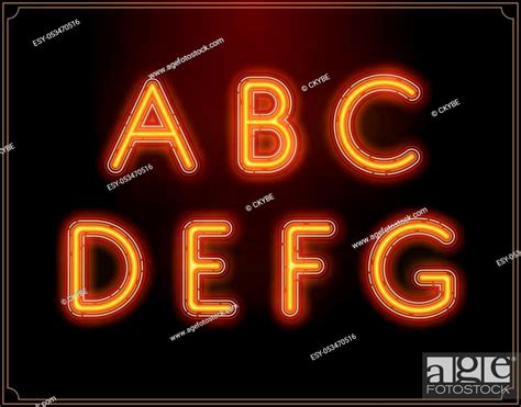 Neon Font Type Alphabet Glowing In Vector Stock Vector Vector And