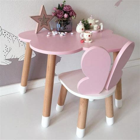 Conjunto de Mesa uma Cadeira Infantil Borboleta Léia MDF