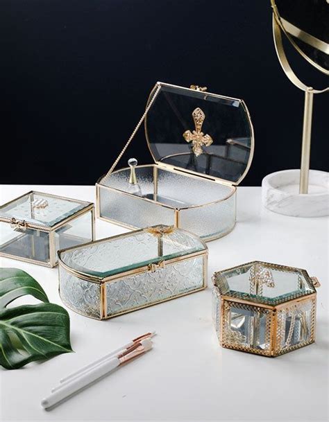 Reyna Vintage Glass Jewellery Box Glass Jewelry Box Jewelry Display