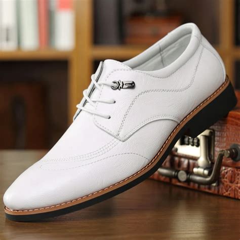 2019 Pointed Top Men's formal shoes White Black Brown leather dress ...