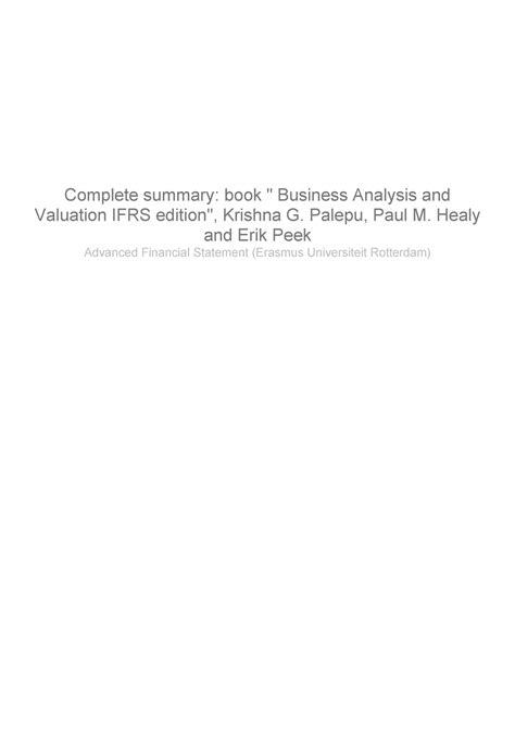 Complete Summary Book Business Analysis And Valuation Ifrs Edition