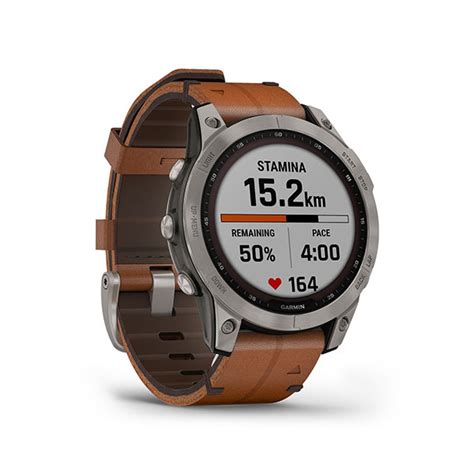 Fenix 7X Sapphire Solar Titanium W Chestnut Leather Band Garmin