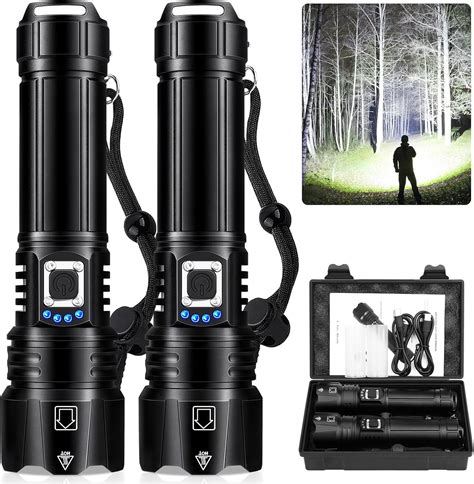 Rechargeable Flashlight Lumens Pack Super Bright Led