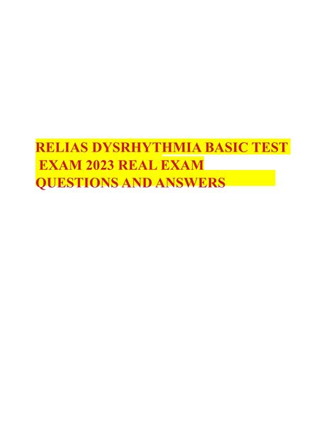 SOLUTION Relias Dysrhythmia Basic Test 35 Questions And Answers 2023