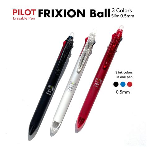 Pilot Frixion Ball 3 Slim 0 5mm 3 Variation Black Red White LKFBS60EF