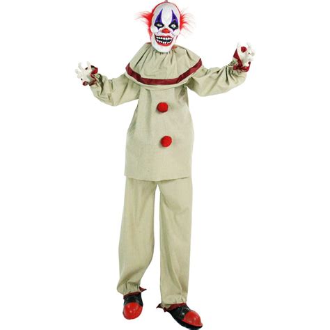 Haunted Hill Farm Life Size Animatronic Clown Indoor Outdoor Halloween Decoration Red